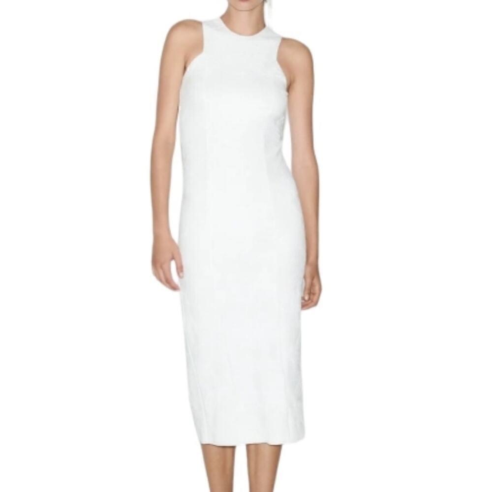 Zara Women's White Bodycon Sleeveless Jacquard Fitted Dress Size Small NWT